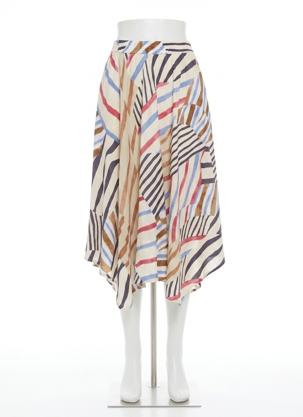 NEW LYSSE lorenza midi handkerchief skirt in stripe and art